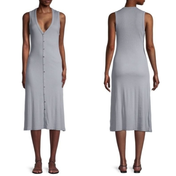 New James Perse Ribbed Tank Aura Midi A-Line Dress NWT Size 2/Medium - Picture 3 of 12